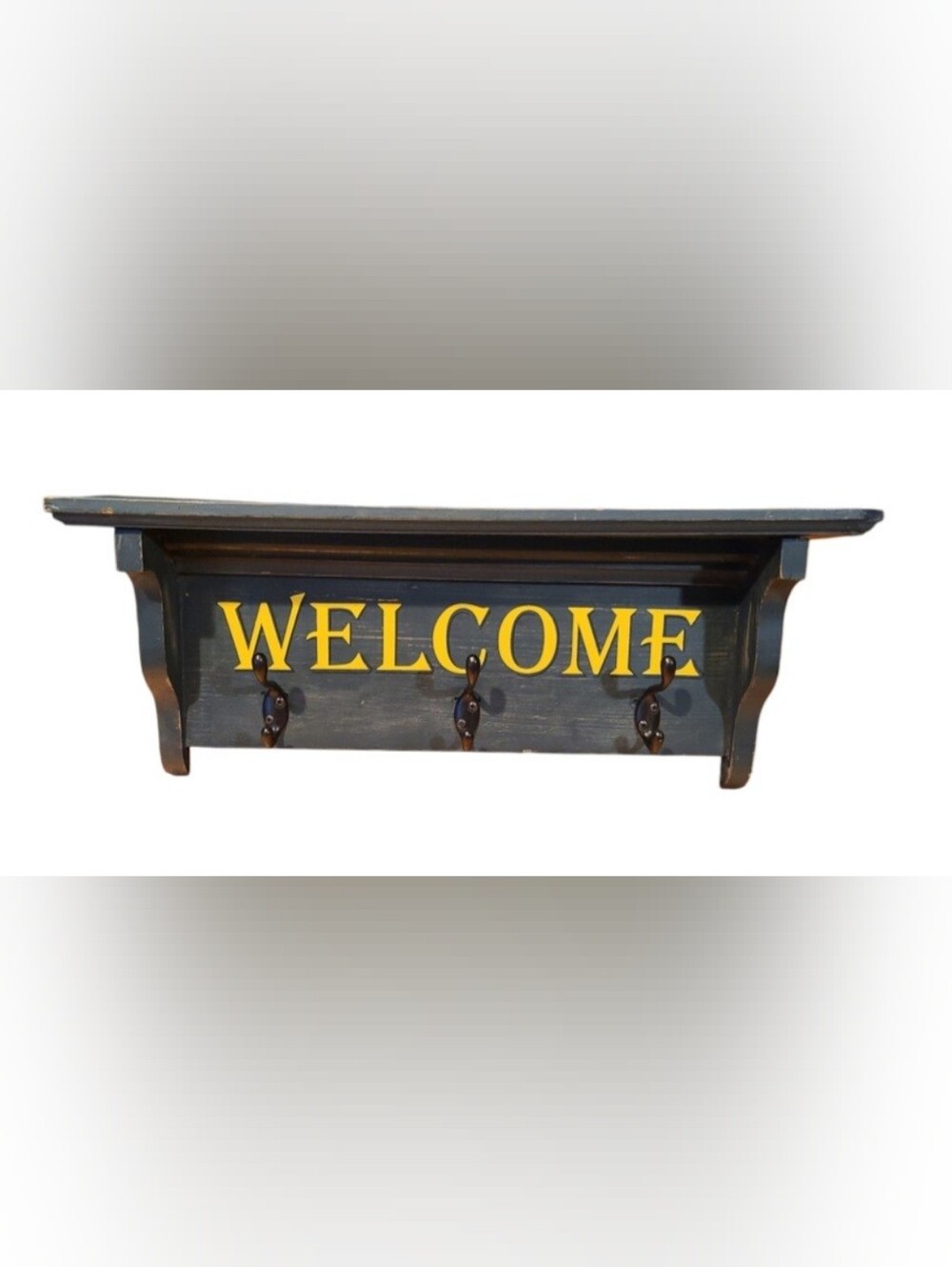 Welcome Shelf with Coat Hooks Wall Decor Primative Style/Coat Hooks